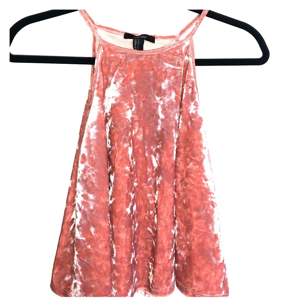 Pink velvet cropped tank